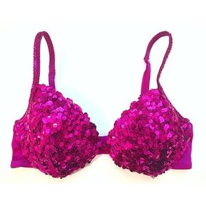 Victoria's Secret Hot Pink Sequin Bra 34B